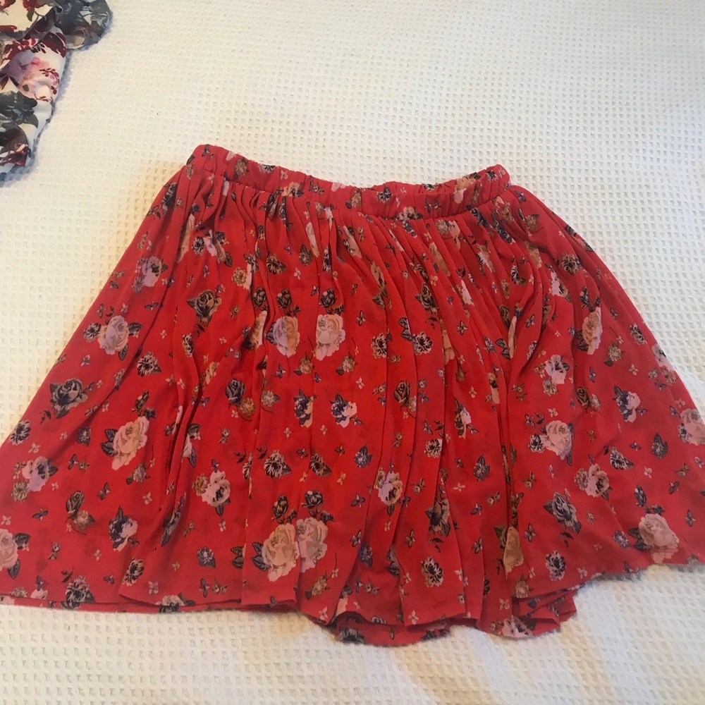 Red floral skirt